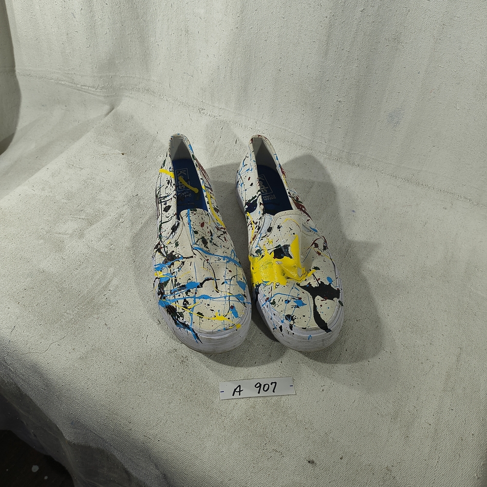 Timothy Designs Men's Size 10 White  Sneakers W/ Unique Street Wear Art Design